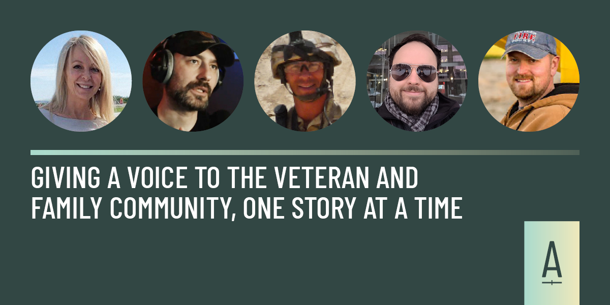 Giving a voice to the Veteran and Family community, one story at a time — From left to right: Kathleen, Chance, Patrick, Grant, Laurence
