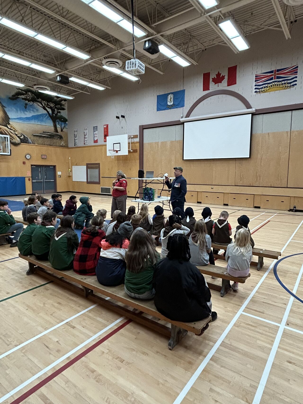 Brian McKenna, National Strategic Advisor, Veterans, presenting to the Beavers and Scouts of 3rd Cloverdale troop about Remembrance Day and the military. Brian McKenna, National Strategic Advisor, Veterans, presenting to the Beavers and Scouts of 3rd Cloverdale troop about Remembrance Day and the military.
